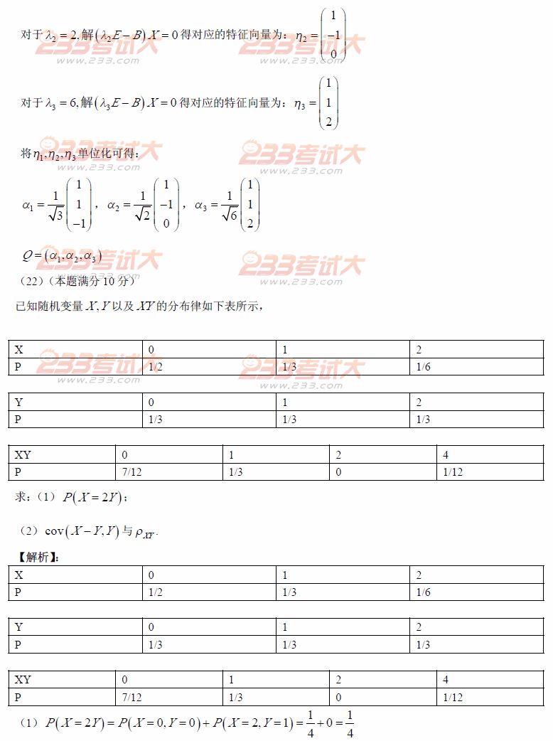 2012年全国硕士研究生入学统一考试数学一试题及答案解析（图片完整版）