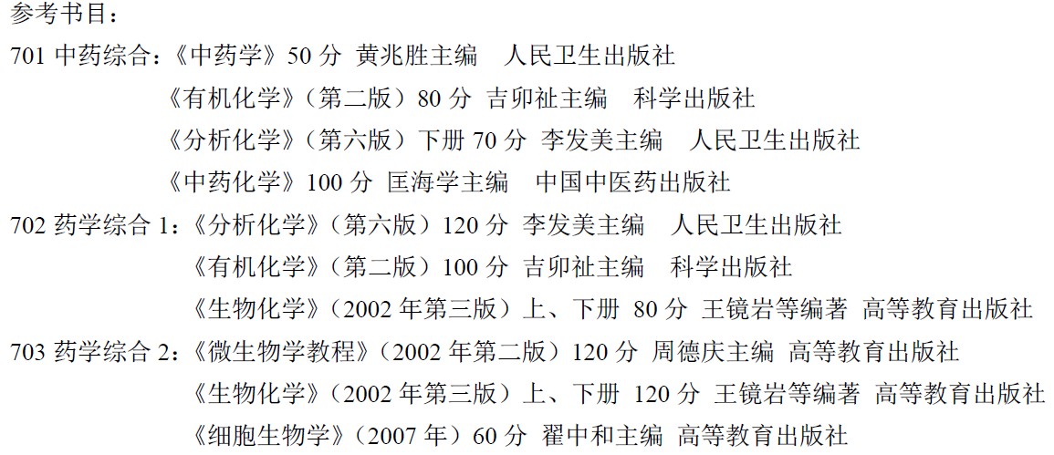 北京中医药大学2013年硕士研究生招生参考书目一