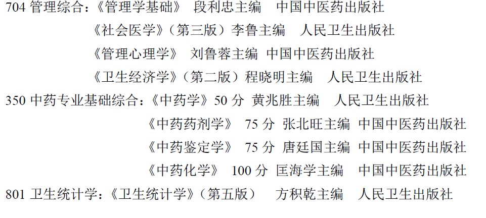 北京中医药大学2013年硕士研究生招生参考书目二